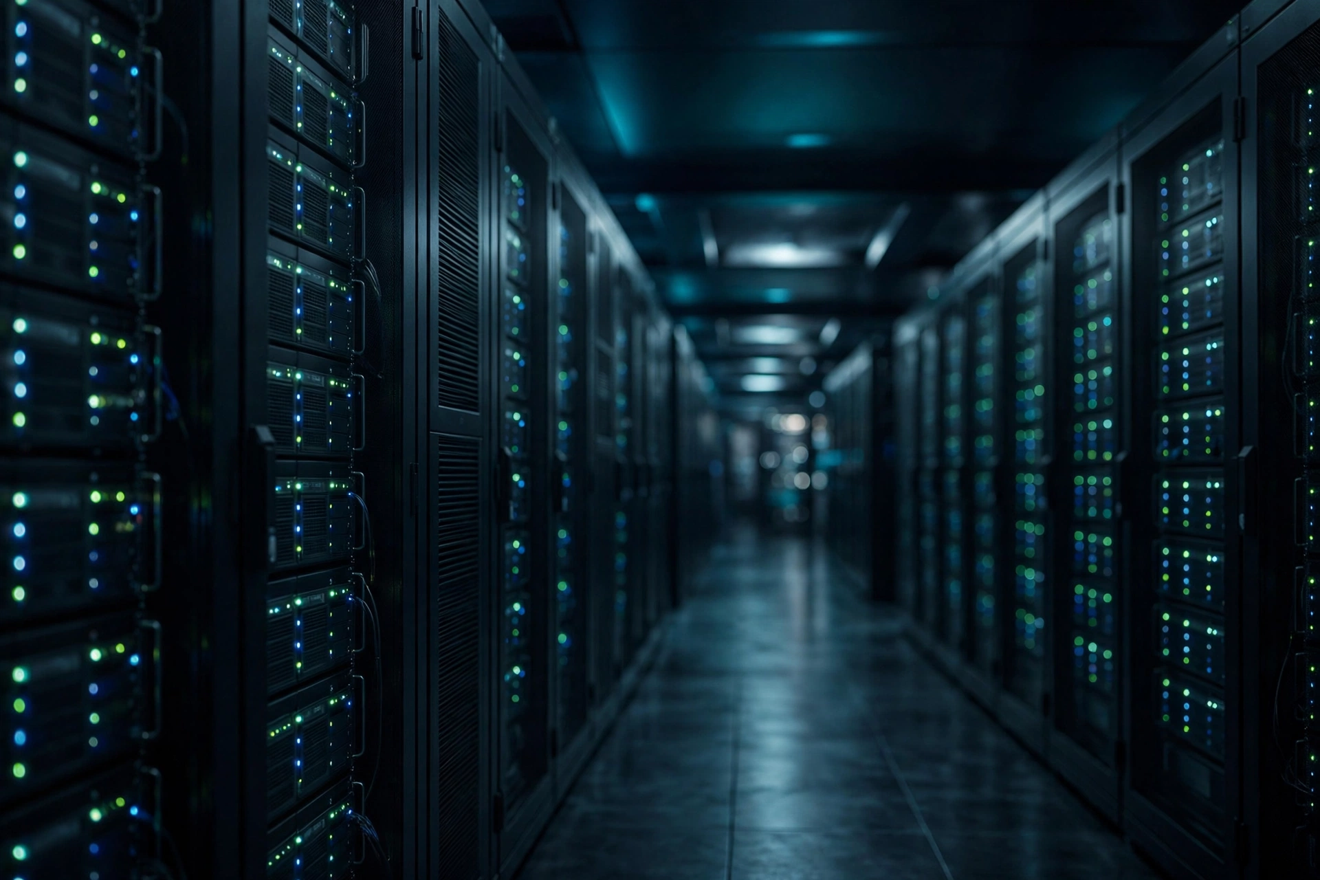 Server room with rows of protected systems